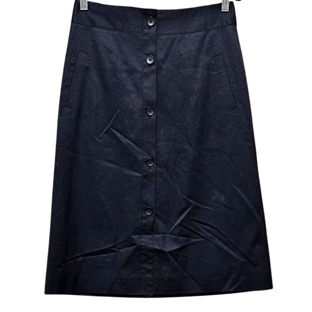 Classiques Entier Black Button-Front A-Line Skirt… - image 1